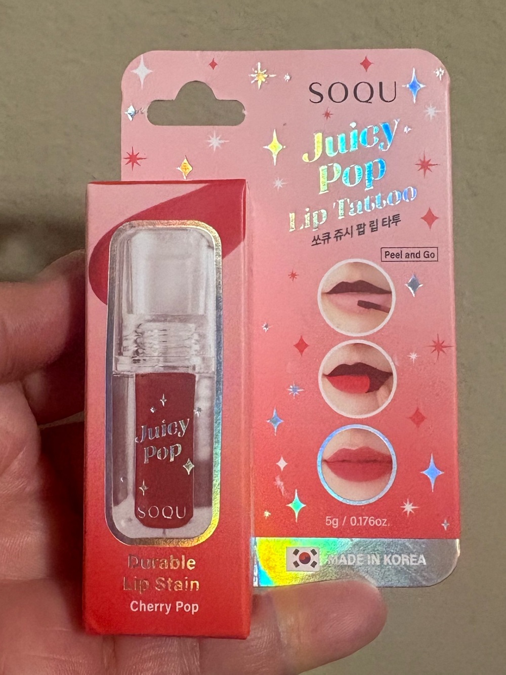 SOQU Juicy Pop Lip Stain — Cherry Pop (Red) Brand New Never Used.